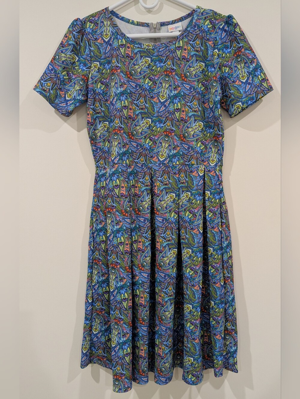 LuLaRoe Blue Multicolor Paisley Amelia Dress